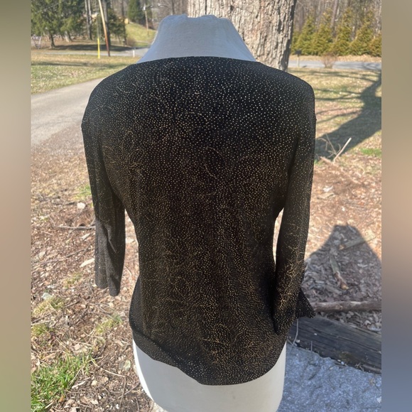 NOTATIONS WOMENS SMALL VINTAGE FLORAL SPARKLE TOP - Picture 4 of 7